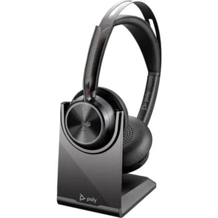 Auriculares Inalámbricos Poly Voyager Focus 2 Microsoft Teams + Adaptador USB-C-A + Soporte de Carga/ con Micrófono/ Bluetooth/ Negros - Frikibase