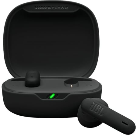 Auriculares Bluetooth JBL Wave Flex con estuche de carga/ Autonomía 10h/ Negros - Frikibase