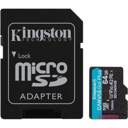 Tarjeta de Memoria Kingston CANVAS Go! Plus 64GB microSD XC con Adaptador/ Clase 10/ 200MBs - Frikibase