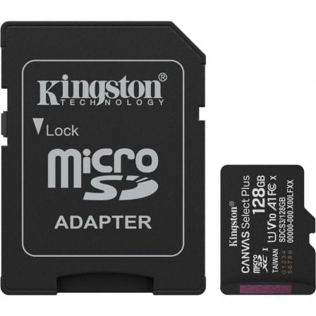 Tarjeta de Memoria Kingston CANVAS Select Plus 128GB microSD XC con Adaptador/ Clase 10/ 150MBs - Frikibase