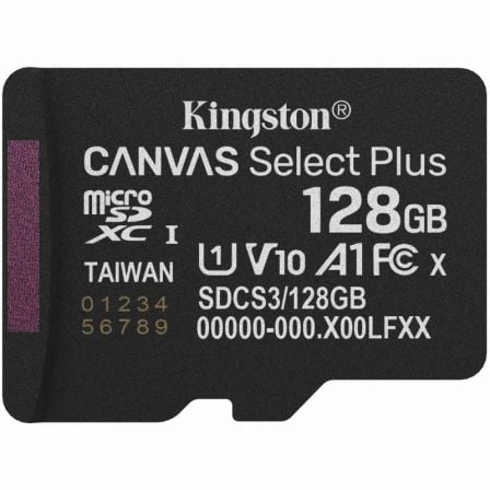Tarjeta de Memoria Kingston CANVAS Select Plus 128GB microSD XC/ Clase 10/ 150MBs - Frikibase