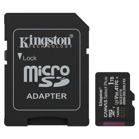 Tarjeta de Memoria Kingston CANVAS Select Plus 1TB microSD XC con Adaptador/ Clase 10/ 150MBs - Frikibase