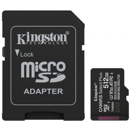 Tarjeta de Memoria Kingston CANVAS Select Plus 512GB microSD XC con Adaptador/ Clase 10/ 150MBs - Frikibase