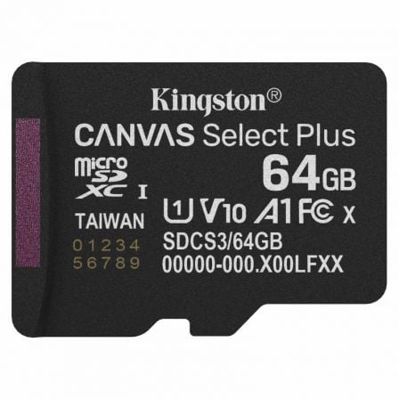 Tarjeta de Memoria Kingston CANVAS Select Plus 64GB microSD XC/ Clase 10/ 100MBs - Frikibase