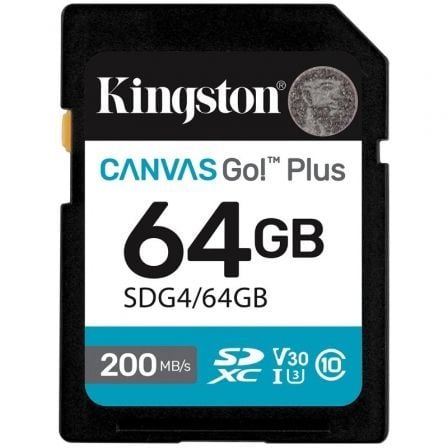 Tarjeta de Memoria Kingston CANVAS Go! Plus 64GB SD XC/ Clase 10/ 200MBs - Frikibase