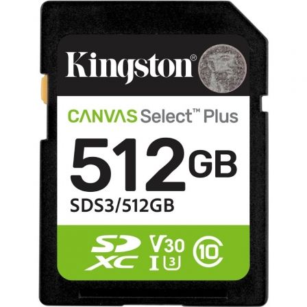 Tarjeta de Memoria Kingston CANVAS Select Plus 512GB SD XC/ Clase 10/ 150MBs - Frikibase