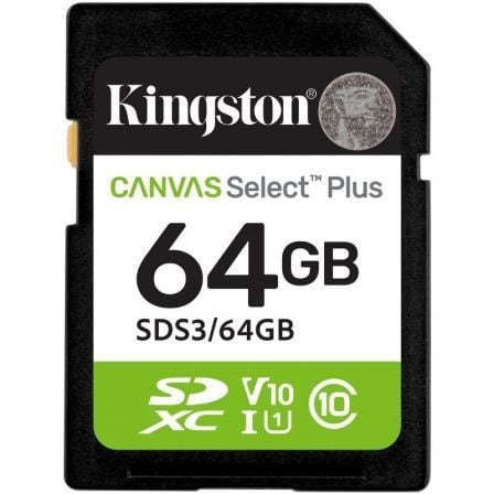 Tarjeta de Memoria Kingston CANVAS Select Plus 64GB SD XC/ Clase 10/ 100MBs - Frikibase