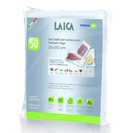 Bolsa para envasar al vacío Laica VT3510/ 25 x 30cm/ 50 bolsas - Frikibase