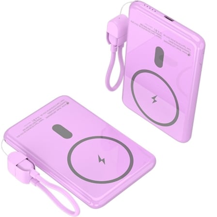 Powerbank 5000mAh Leotec LEPOWW20W5P/ 20W/ Wireless/ Púrpura/ Incluye Cable USB Tipo-C - Frikibase