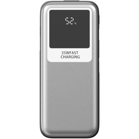 Powerbank 10000mAh Leotec LEPOW35W10S/ 35W/ Plata y Gris/ Incluye Cable USB Tipo-C y Lightning - Frikibase