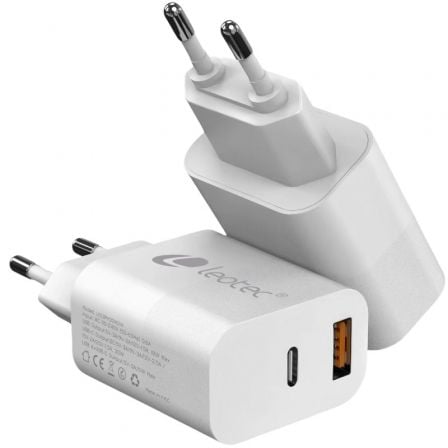 Cargador de Pared Leotec LECSPH20W2W2/ 1xUSB Tipo-C/ 1xUSB/ 20W - Frikibase