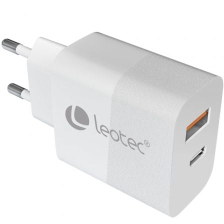 Cargador de Pared GaN Leotec LECSPH30W2W/ 1xUSB Tipo-C/ 1xUSB/ 30W - Frikibase