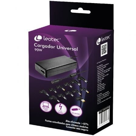 Cargador de Portátil Leotec Home/ 90W/ Automático/ 12 Conectores/ Voltaje 15-20V - Frikibase