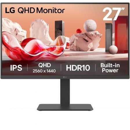 Monitor Profesional LG 27BA45QB-B 27"/ QHD/ Multimedia/ Regulable en altura/ Negro - Frikibase
