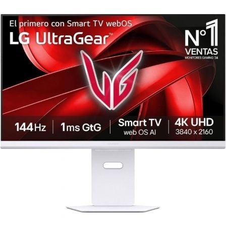 Smart Monitor Gaming LG UltraGear 32G810SA-W 32"/ 4K/ Multimedia/ 1ms/ 144Hz/ IPS/ Regulable en altura/ Smart TV/ Blanco - Frikibase