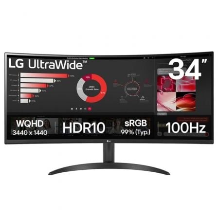 Monitor Profesional Ultrapanorámico Curvo LG 34WR50QK-B 34"/ WQHD/ Negro - Frikibase