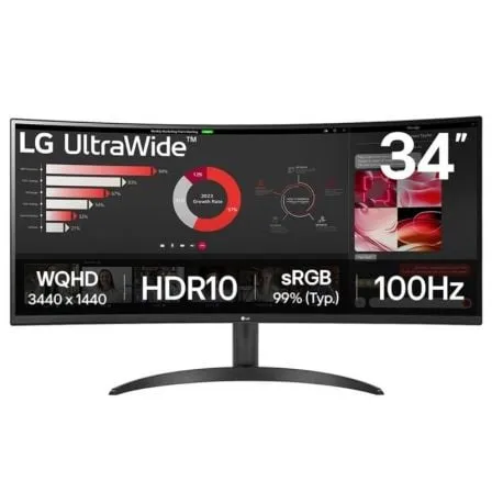 Monitor Profesional Ultrapanorámico Curvo LG 34WR50QK-B 34"/ WQHD/ Negro - Frikibase