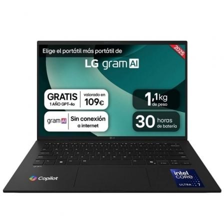 Portátil LG Gram 14ZD90T-G.AX88B Intel Core Ultra 7-255H/ 32GB/ 1TB SSD/ 14"/ Sin Sistema Operativo - Frikibase