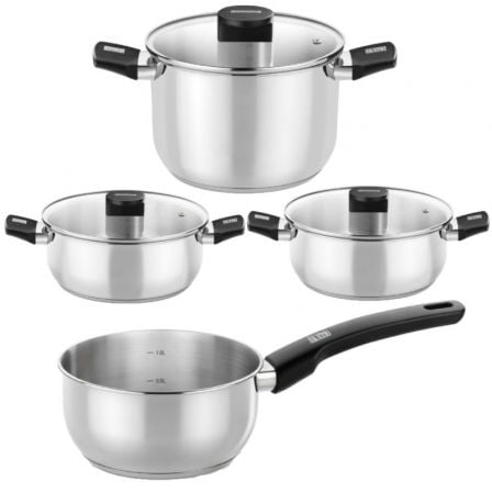 Pack Batería de Cocina Elite Monix M240001/ Cazo Ø14cm/ Ollas Ø24cm/ Cacerolas Ø20 - 24cm/ Acero Inoxidable/ Apta para Inducción - Frikibase