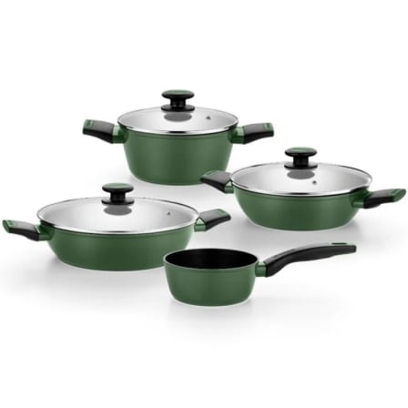 Pack Batería de Cocina Monix Forest M509900/ Cazo Ø16cm/ Cacerolas bajas Ø24 - 28cm/ Cacerolas Ø20cm/ Acero Inoxidable/ Apta para Inducción - Frikibase