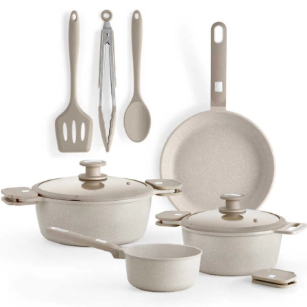 Pack Batería de Cocina Monix Denmark/ Cazo Ø16cm/ Sarten Ø24cm/ Cacerolas Ø20 - 24cm/ Aluminio Fundido/ Apta para Inducción - Frikibase