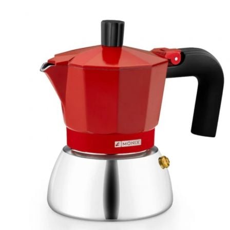 Cafetera Italiana Monix Induction Inox M863106/ 6 Tazas/ Roja - Frikibase