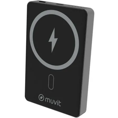 Powerbank 10000mAh Muvit For Change MCCHP0010/ 20W/ Wireless/ Negra/ Incluye Cable USB Tipo-C - Frikibase
