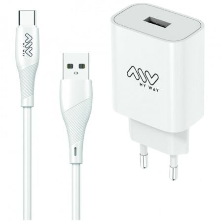 Cargador de Pared Myway MYWEPAK0002/ 1xUSB + Cable USB Tipo-C/ 15W - Frikibase