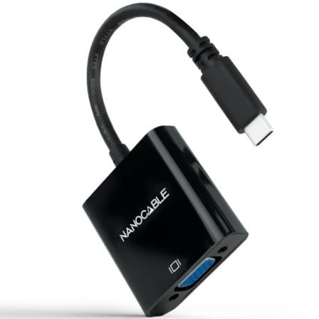 Cable Conversor Nanocable 10.16.4101-BK/ USB Tipo-C Macho - VGA Hembra/ 10cm/ Negro - Frikibase