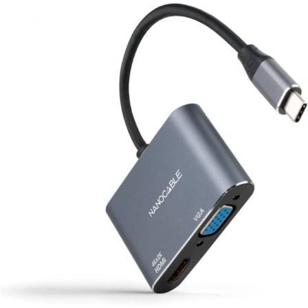 Conversor Nanocable 10.16.4303/ USB Tipo-C Macho/ HDMI Hembra - VGA Hembra/ 15cm/ Gris - Frikibase