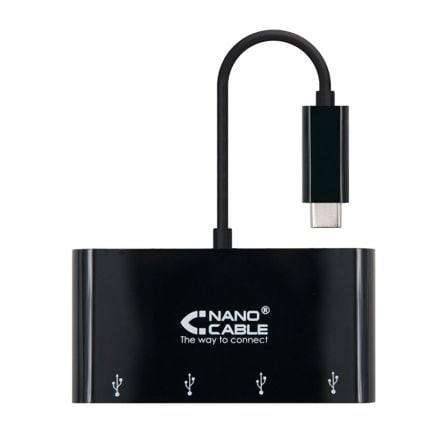 Hub USB Tipo-C Nanocable 10.16.4401-BK / 4xUSB - Frikibase