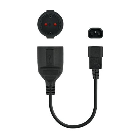 Adaptador Alimentación Nanocable 10.22.0901/ C14 Macho - CEE7 Hembra/ 25cm/ Negro - Frikibase