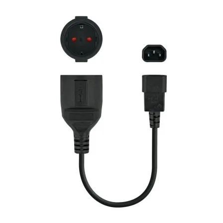 Adaptador Alimentación Nanocable 10.22.0901/ C14 Macho - CEE7 Hembra/ 25cm/ Negro - Frikibase