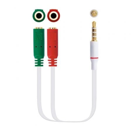 Cable Estéreo Nanocable 10.24.1201/ Jack 3.5 Macho - 2x Jack 3.5 Hembra/ 20cm/ Blanco - Frikibase