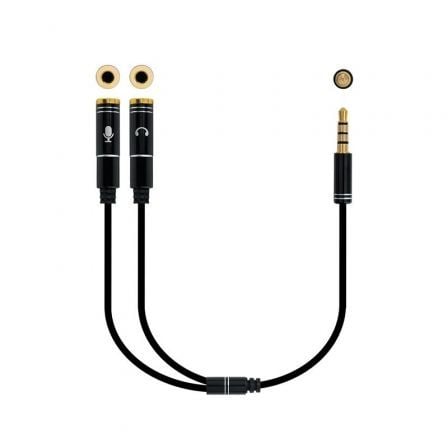 Cable Estéreo Nanocable 10.24.1202/ Jack 3.5 Macho - 2x Jack 3.5 Hembra/ 30cm/ Negro - Frikibase
