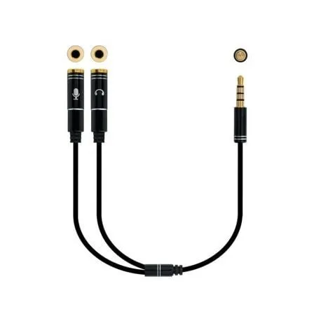 Cable Estéreo Nanocable 10.24.1202/ Jack 3.5 Macho - 2x Jack 3.5 Hembra/ 30cm/ Negro - Frikibase