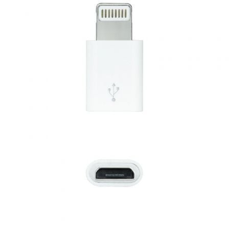 Adaptador Micro USB 2.0 Lightning Nanocable 10.10.4100/ Micro USB Hembra - Lightning Macho/ Blanco - Frikibase