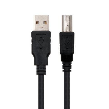 Cable USB 2.0 Impresora Nanocable 10.01.0102/ USB Tipo-B Macho - USB Macho/ 1m/ Negro - Frikibase