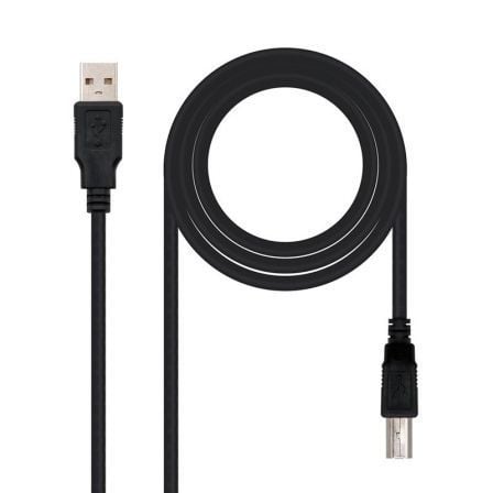 Cable USB 2.0 Impresora Nanocable 10.01.0104-BK/ USB Tipo-B Macho - USB Macho/ 3m/ Negro - Frikibase