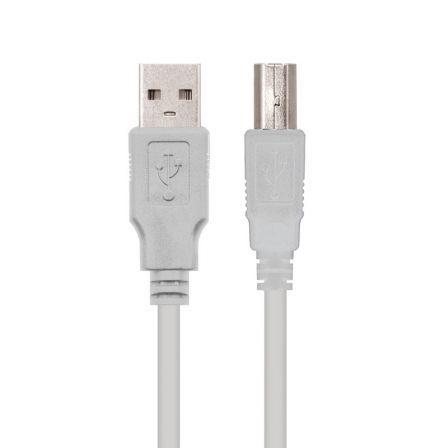 Cable USB 2.0 Impresora Nanocable 10.01.0104/ USB Tipo-B Macho - USB Macho/ 3m/ Beige - Frikibase