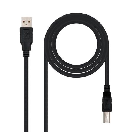 Cable USB 2.0 Impresora Nanocable 10.01.0105-BK/ USB Tipo-B Macho - USB Macho/ 4.5m/ Negro - Frikibase