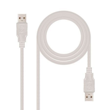 Cable USB 2.0 Nanocable 10.01.0302/ USB Macho - USB Macho/ 1m/ Beige - Frikibase