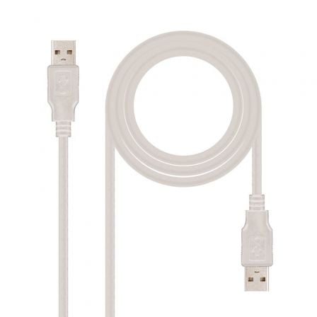 Cable USB 2.0 Nanocable 10.01.0304/ USB Macho - USB Macho/ 3m/ Beige - Frikibase