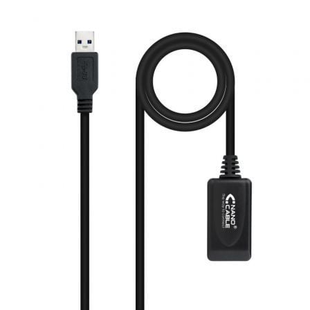 Cable Alargador USB 3.0 con Amplificador Nanocable 10.01.0311/ USB Macho - USB Hembra/ 5m/ Negro - Frikibase