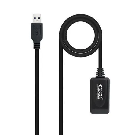 Cable Alargador USB 3.0 con Amplificador Nanocable 10.01.0311/ USB Macho - USB Hembra/ 5m/ Negro - Frikibase