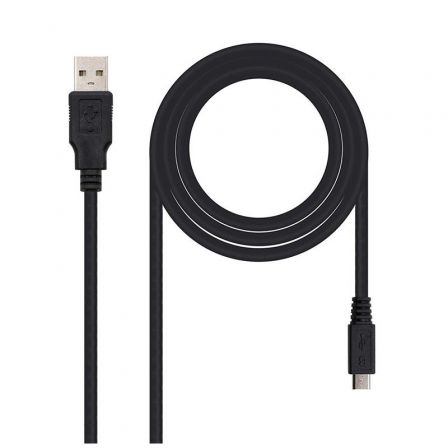 Cable USB 2.0 Nanocable 10.01.0501/ USB Macho - MicroUSB Macho/ 1.8m/ Negro - Frikibase