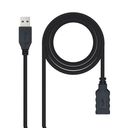 Cable Alargador USB 3.0 Nanocable 10.01.0902-BK/ USB Macho - USB Hembra/ 2m/ Negro - Frikibase
