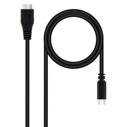 Cable USB 3.0 Tipo-C Nanocable 10.01.1201-BK/ USB Tipo-C Macho - MicroUSB Macho/ 5Gbps/ 1m/ Negro - Frikibase