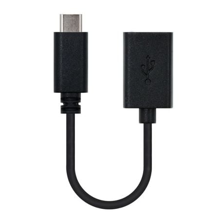 Cable USB 2.0 Tipo-C Nanocable 10.01.2400/ USB Tipo-C Macho - USB Hembra/ 480Mbps/ 15cm/ Negro - Frikibase