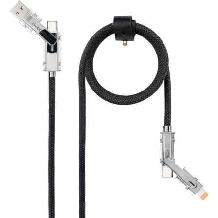 Cable USB 2.0 Tipo-C Nanocable 10.01.2601/ USB Tipo-C Macho + USB Macho - USB Tipo-C Macho + Lightning Macho/ Hasta 27W/ 480Mbps/ 1m/ Negro - Frikibase